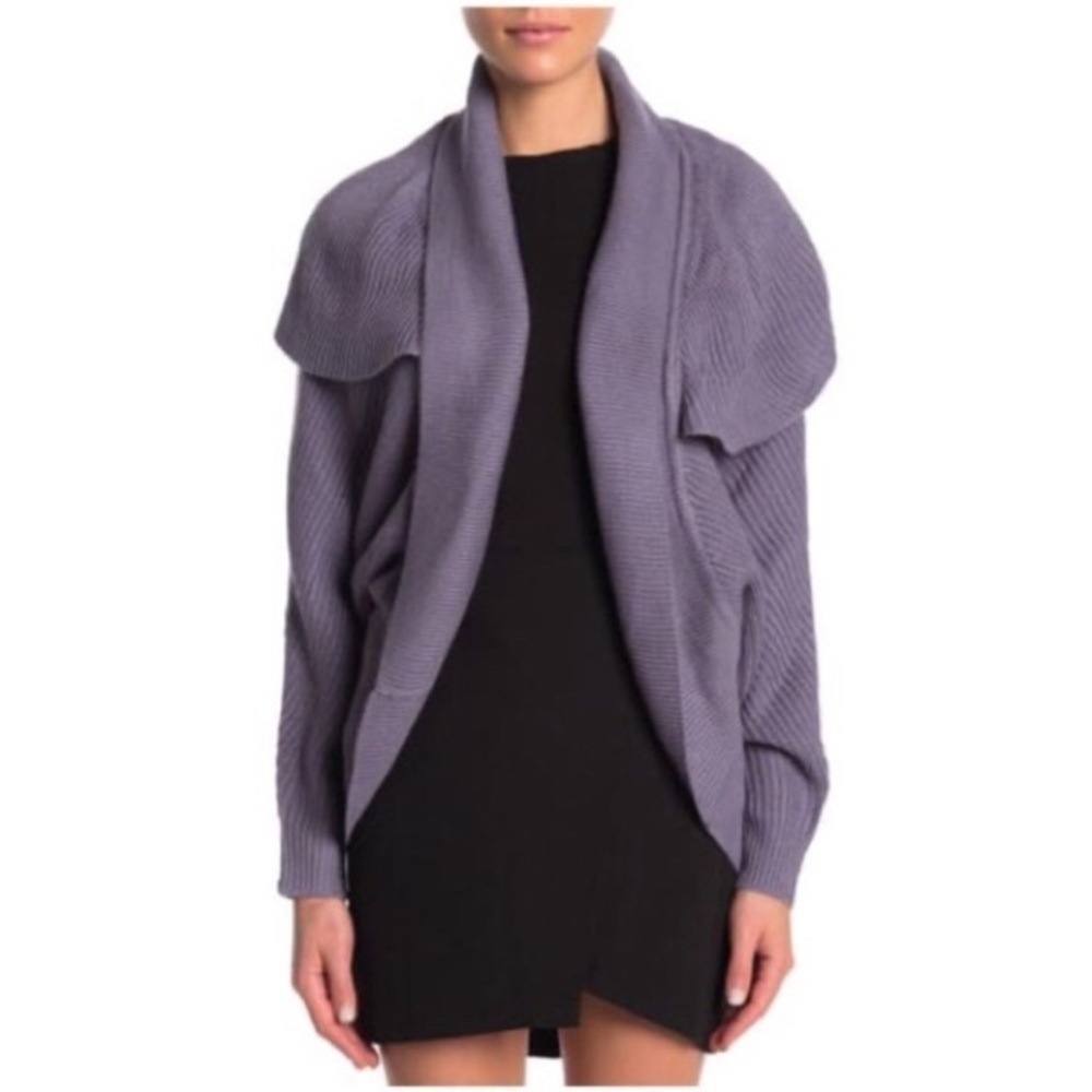 VERTIGO Paris Rib Knit Cocoon Sweater Purple XL